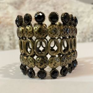 Gothic cuff with black stones. Brass details
